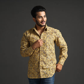 Buy Premium Pedana Kalamkari Block Printed Cotton Men Full Sleeve Shirt Online at iTokri.com