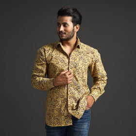 Buy Premium Pedana Kalamkari Block Printed Cotton Men Full Sleeve Shirt Online at iTokri.com