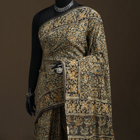Pedana Hand Block Print Natural Dyed Cotton Kalamkari Saree 23
