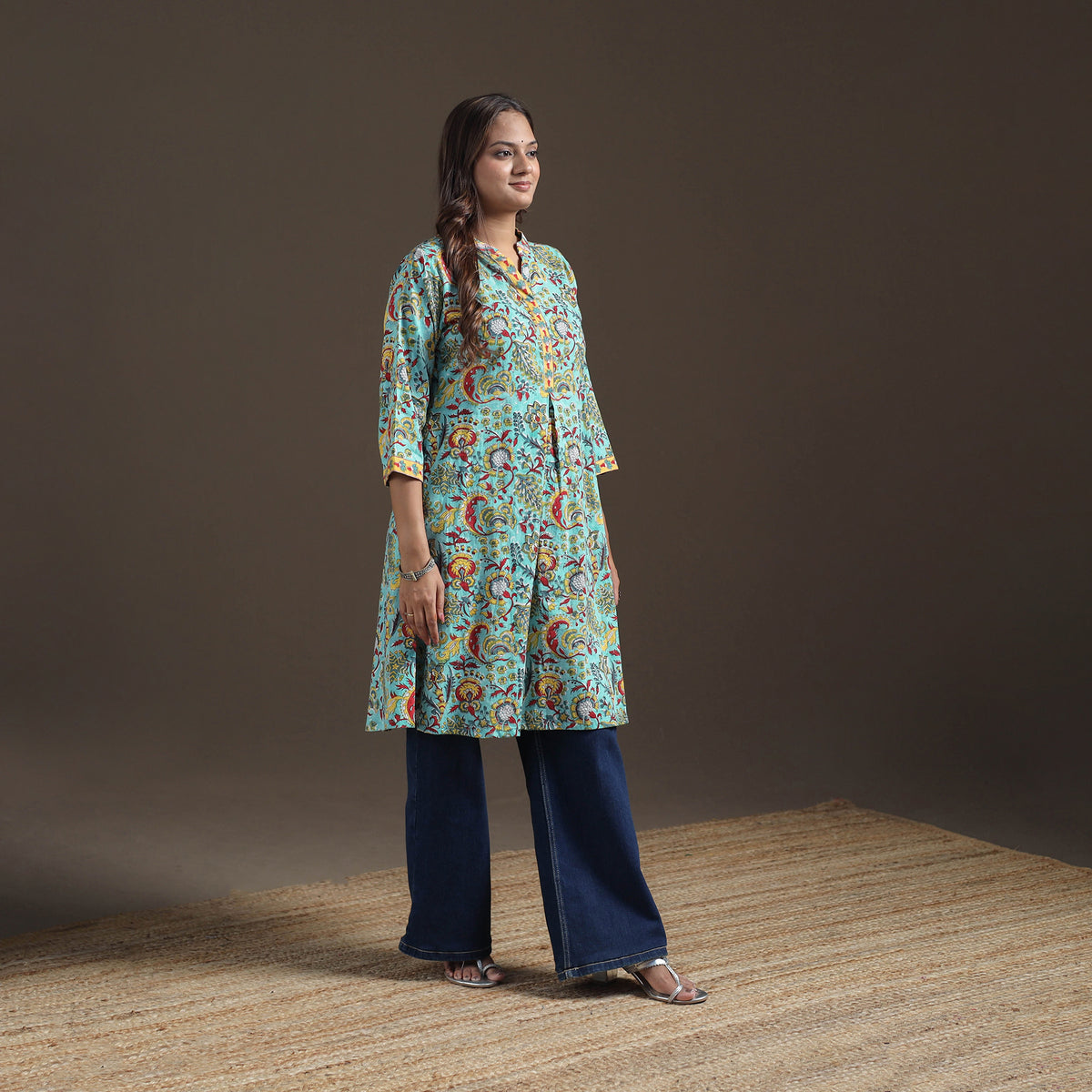Sanganeri Floral Print Cotton A-Line Kurta for Women 02