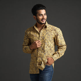 Buy Premium Pedana Kalamkari Block Printed Cotton Men Full Sleeve Shirt Online at iTokri.com