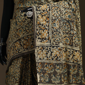 Pedana Hand Block Print Natural Dyed Cotton Kalamkari Saree 23