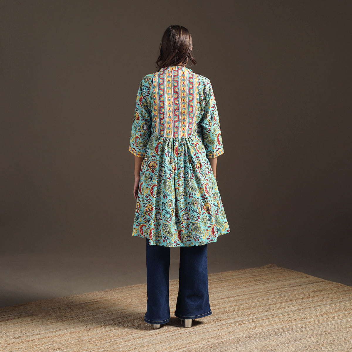 Sanganeri Floral Print Cotton A-Line Kurta for Women 02