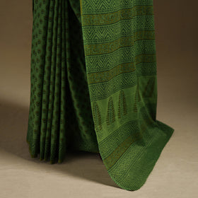 Green - Gamthi Hand Block Print Pure Mul Cotton Saree with Blouse Piece 60