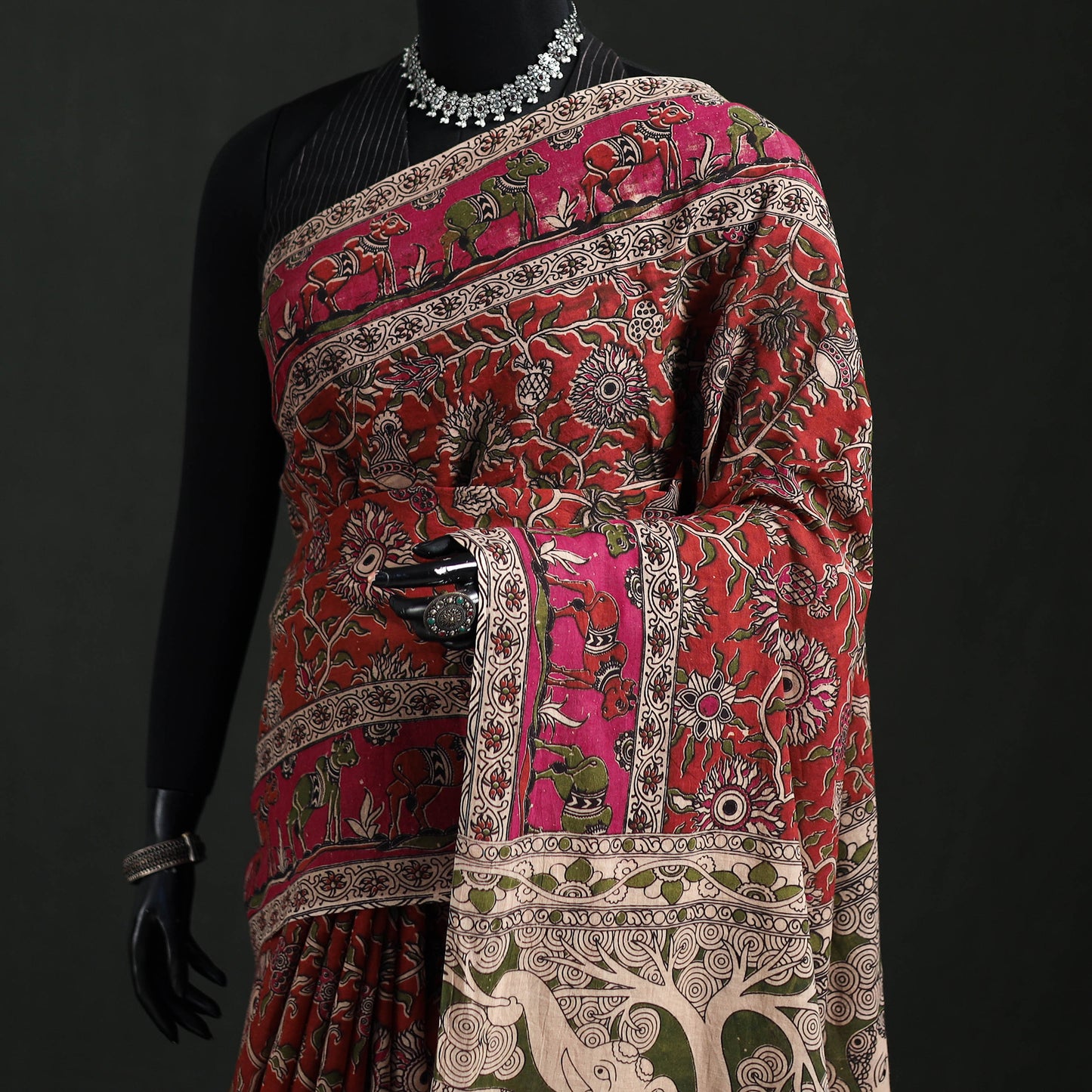 Cotton Saree in Kalamkari Print 05