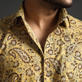 Buy Premium Pedana Kalamkari Block Printed Cotton Men Full Sleeve Shirt Online at iTokri.com