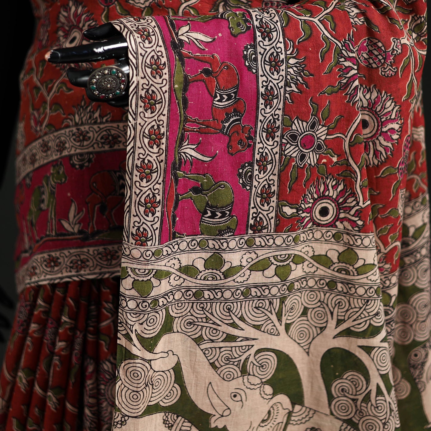 Cotton Saree in Kalamkari Print 05