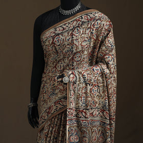 Pedana Hand Block Print Natural Dyed Cotton Kalamkari Saree 24