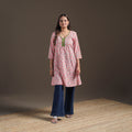 Sequin Work Sanganeri Floral Print Cotton A-Line Kurta for Women 06