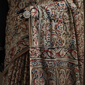 Pedana Hand Block Print Natural Dyed Cotton Kalamkari Saree 24