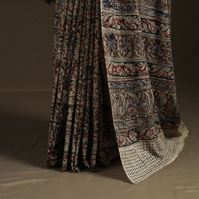 Pedana Hand Block Print Natural Dyed Cotton Kalamkari Saree 24
