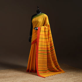 Yellow - Bengal Handwoven Cotton Begumpuri Saree 34