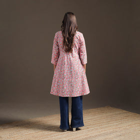 Sequin Work Sanganeri Floral Print Cotton A-Line Kurta for Women 06
