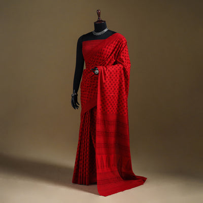 Gamthi Hand Block Print Pure Mul Cotton Saree with Blouse Piece 62