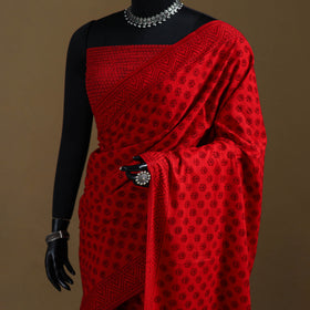 Gamthi Hand Block Print Pure Mul Cotton Saree with Blouse Piece 62