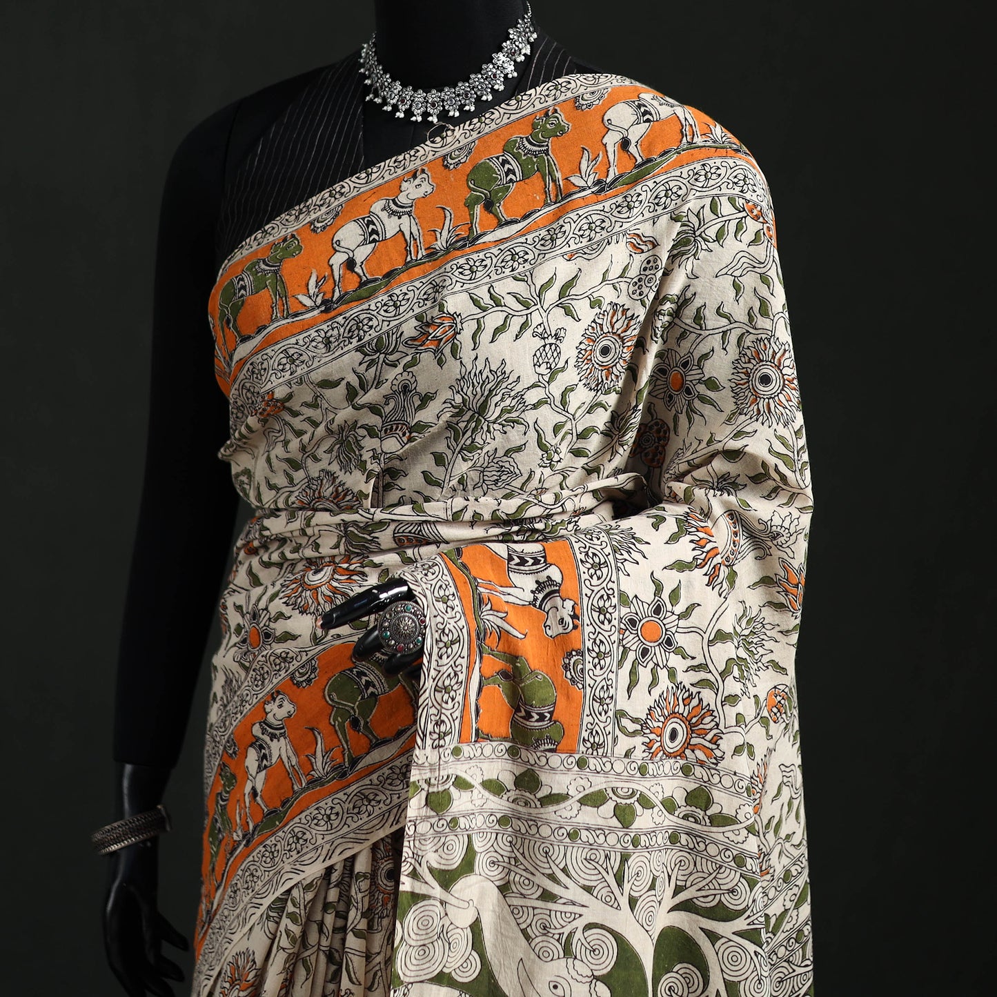Cotton Saree in Kalamkari Print 07