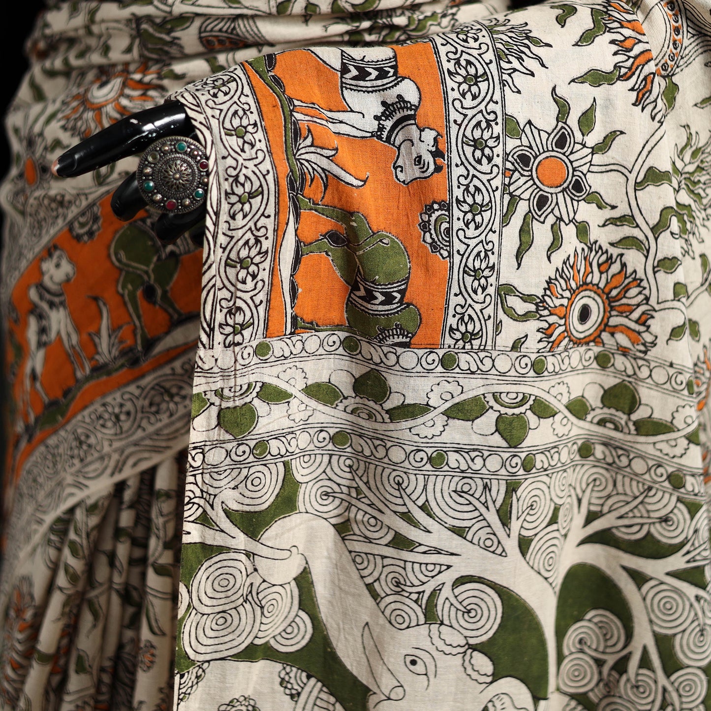 Cotton Saree in Kalamkari Print 07