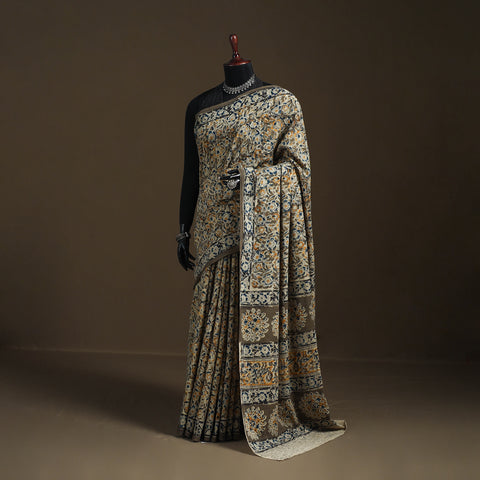 Pedana Hand Block Print Natural Dyed Cotton Kalamkari Saree 26