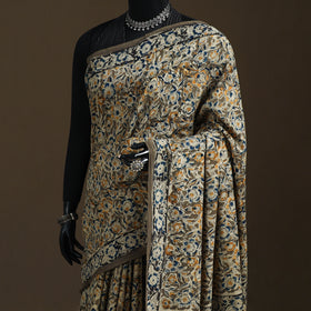 Pedana Hand Block Print Natural Dyed Cotton Kalamkari Saree 26