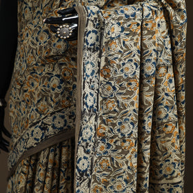 Pedana Hand Block Print Natural Dyed Cotton Kalamkari Saree 26