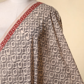 Beige - natural dyed mul cotton bagh fabric 17 - handcrafted