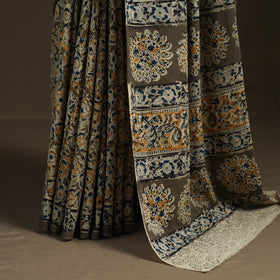 Pedana Hand Block Print Natural Dyed Cotton Kalamkari Saree 26