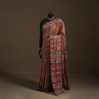 Pedana Hand Block Print Natural Dyed Cotton Kalamkari Saree 27
