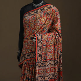 Pedana Hand Block Print Natural Dyed Cotton Kalamkari Saree 27