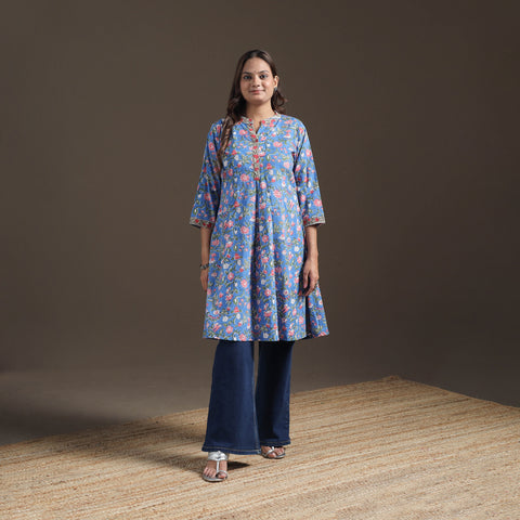 Sanganeri Floral Print Cotton A-Line Kurta for Women 05