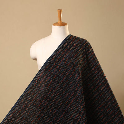 Brown Hand Block Print Cotton Ajrakh Fabric