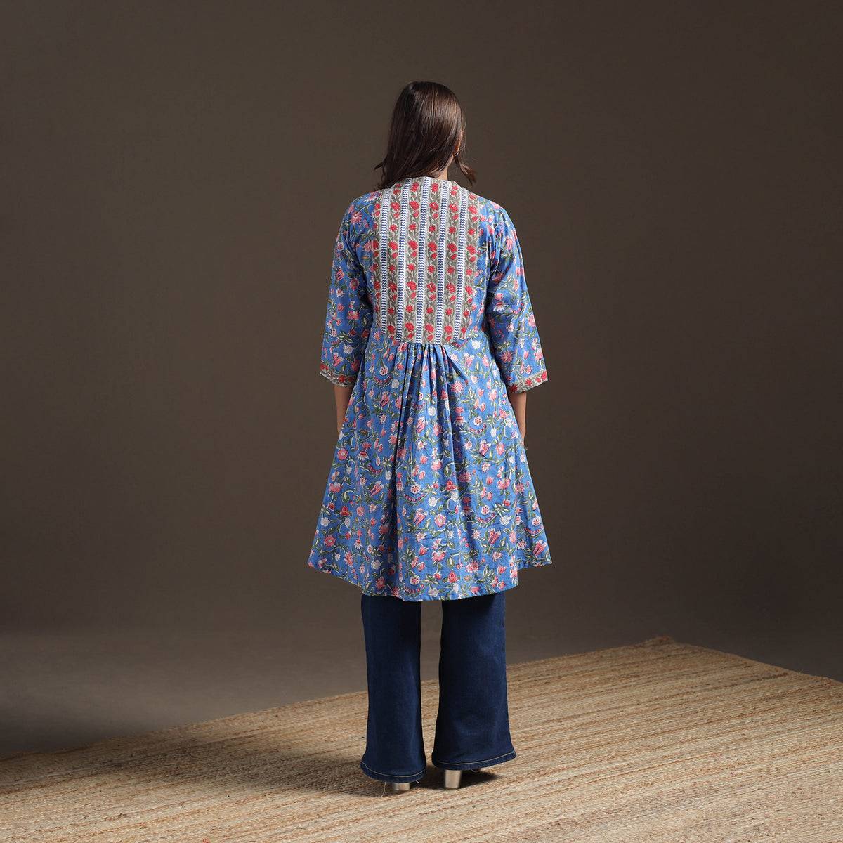 Sanganeri Floral Print Cotton A-Line Kurta for Women 05