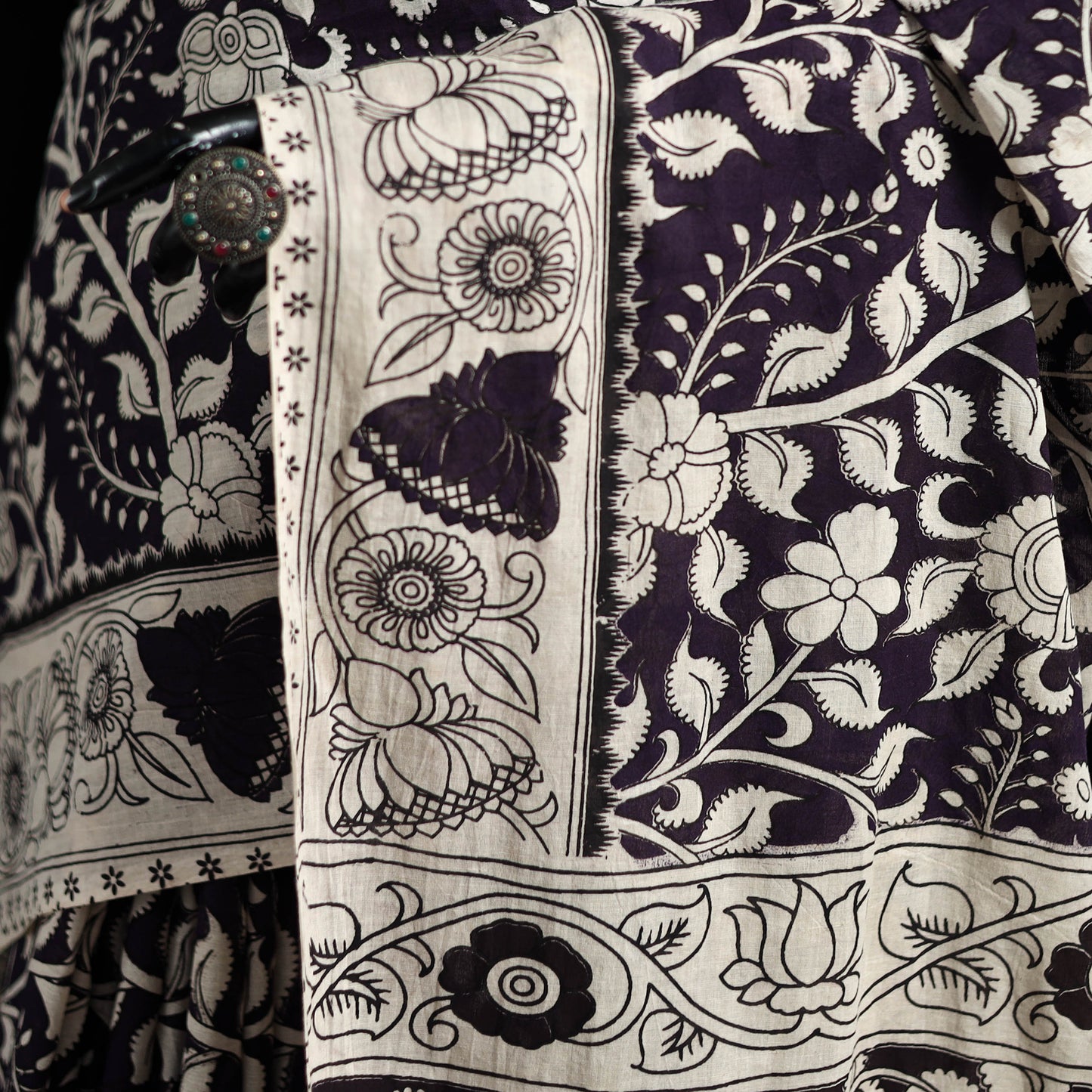 Cotton Saree in Kalamkari Print 09