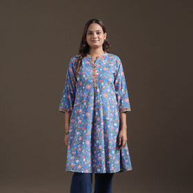 Sanganeri Floral Print Cotton A-Line Kurta for Women 05