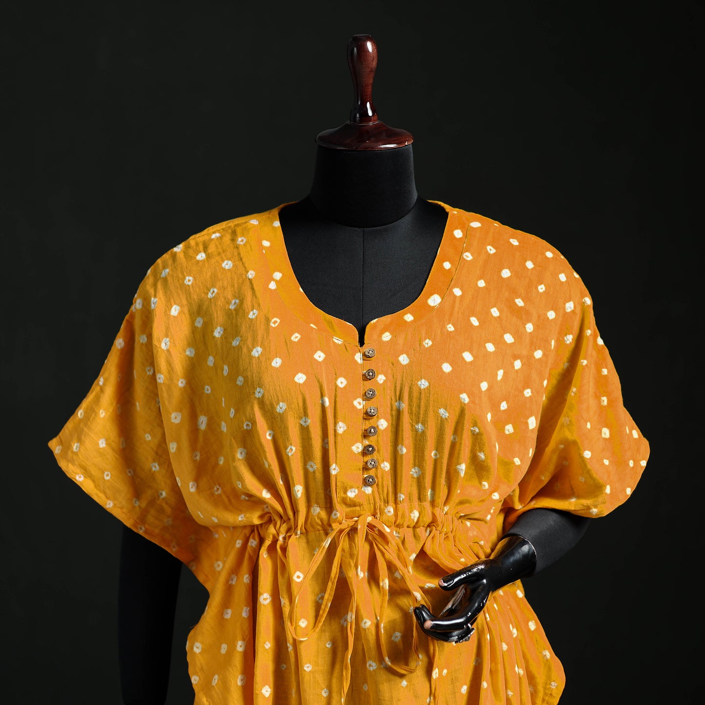 Bandhani Tie-Dye Cotton Kaftan (Medium) 05