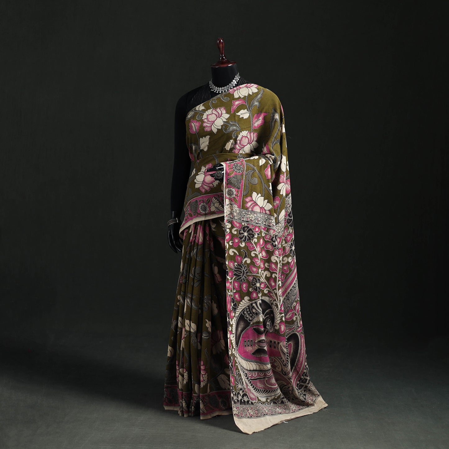 Cotton Saree in Kalamkari Print 10