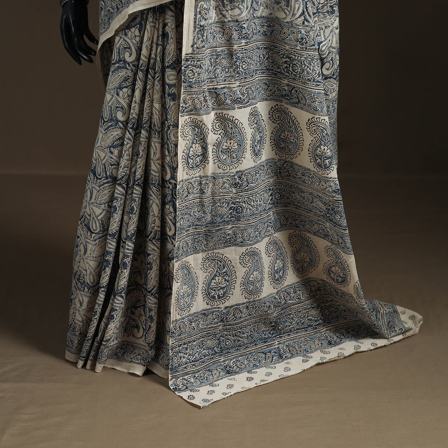 Pedana Hand Block Print Natural Dyed Cotton Kalamkari Saree 28