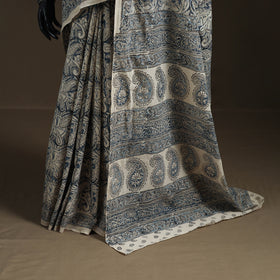 Pedana Hand Block Print Natural Dyed Cotton Kalamkari Saree 28