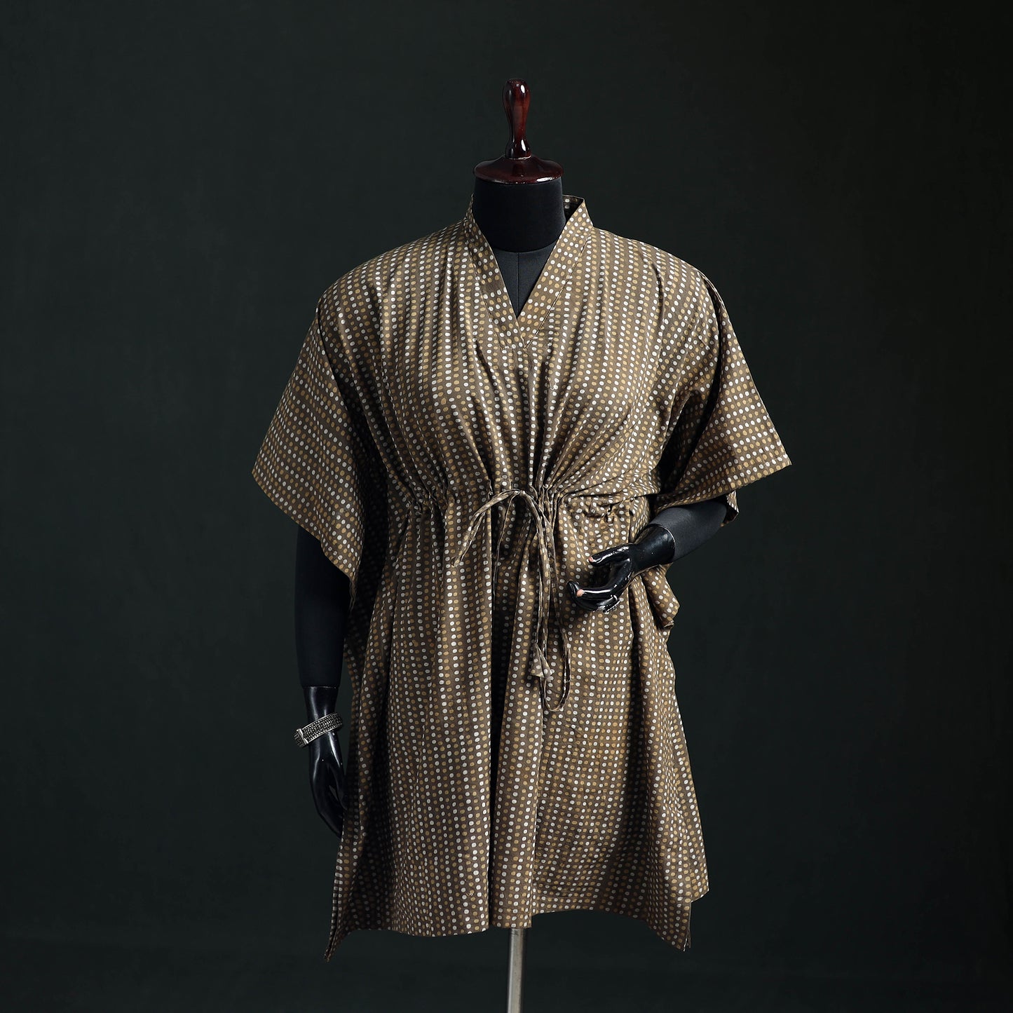 Akola Hand Block Print Natural Dyed Cotton Kaftan (Medium) 06