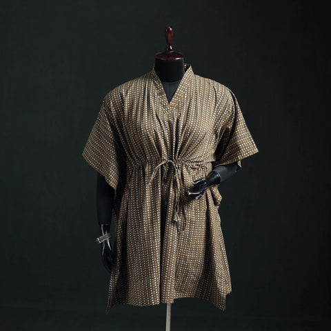 Akola Hand Block Print Natural Dyed Cotton Kaftan (Medium) 06
