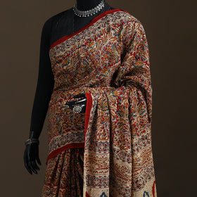 Pedana Hand Block Print Natural Dyed Cotton Kalamkari Saree 29