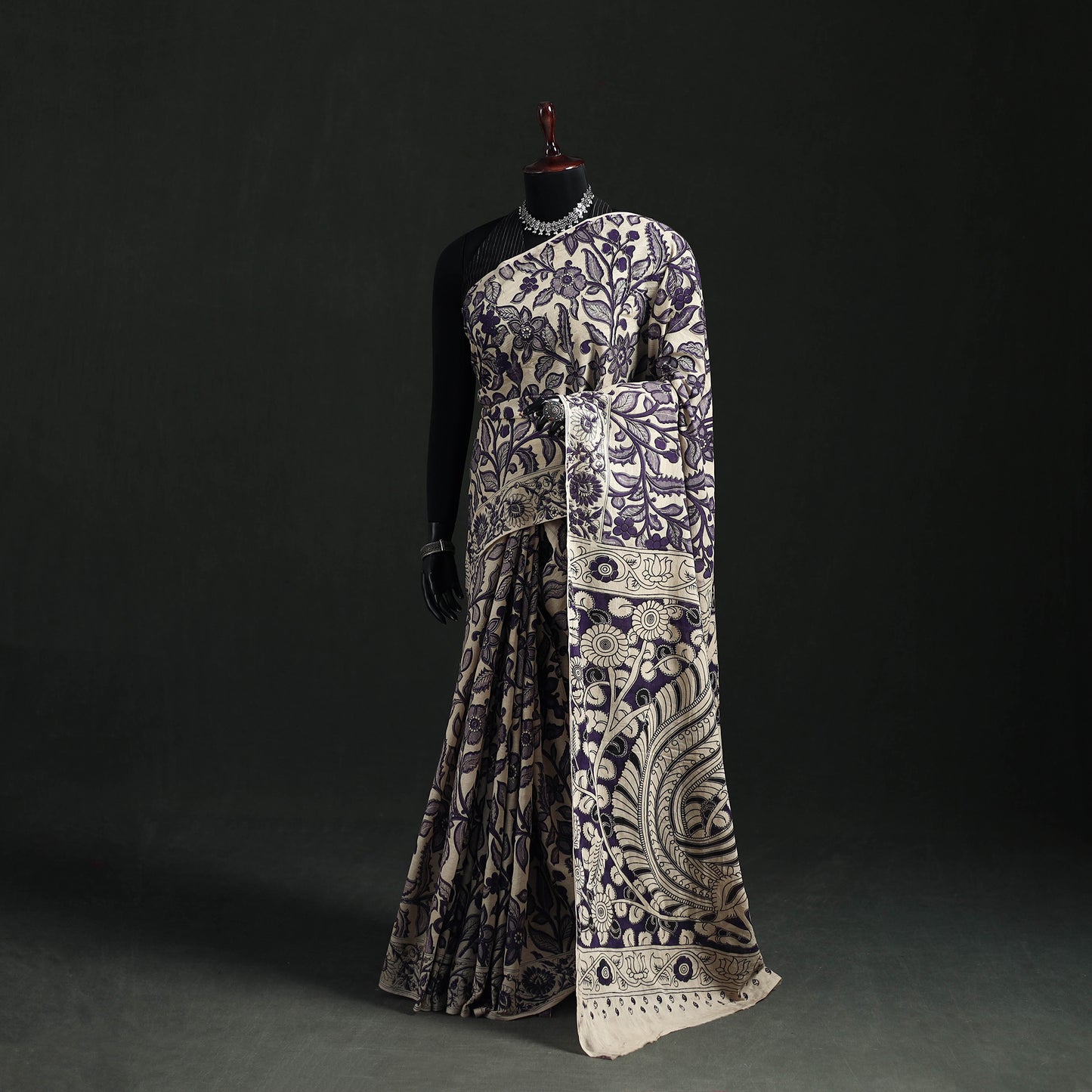 Cotton Saree in Kalamkari Print 11