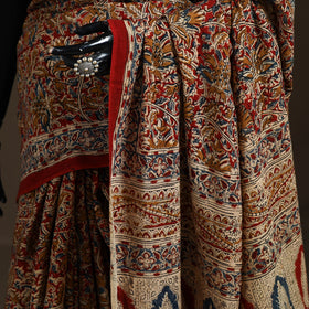 Pedana Hand Block Print Natural Dyed Cotton Kalamkari Saree 29