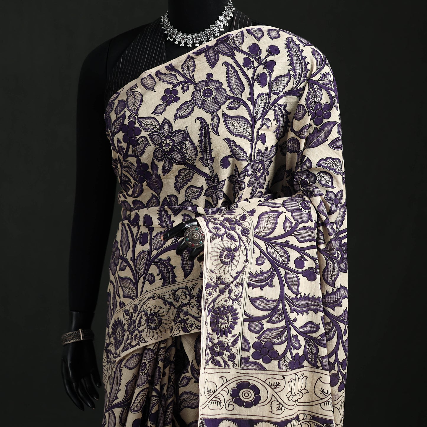 Cotton Saree in Kalamkari Print 11