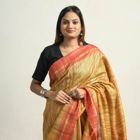  Bhagalpuri Handwoven Pure Desi Ghicha Silk Saree 