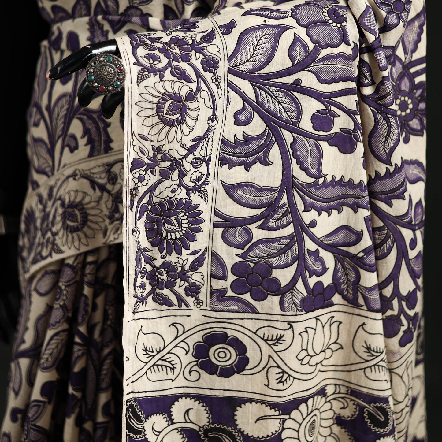 Cotton Saree in Kalamkari Print 11