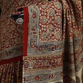 Pedana Hand Block Print Natural Dyed Cotton Kalamkari Saree 30