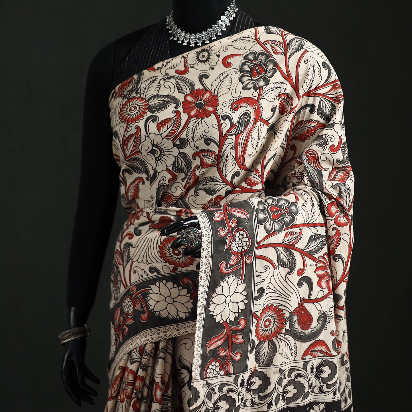 Cotton Saree in Kalamkari Print 12