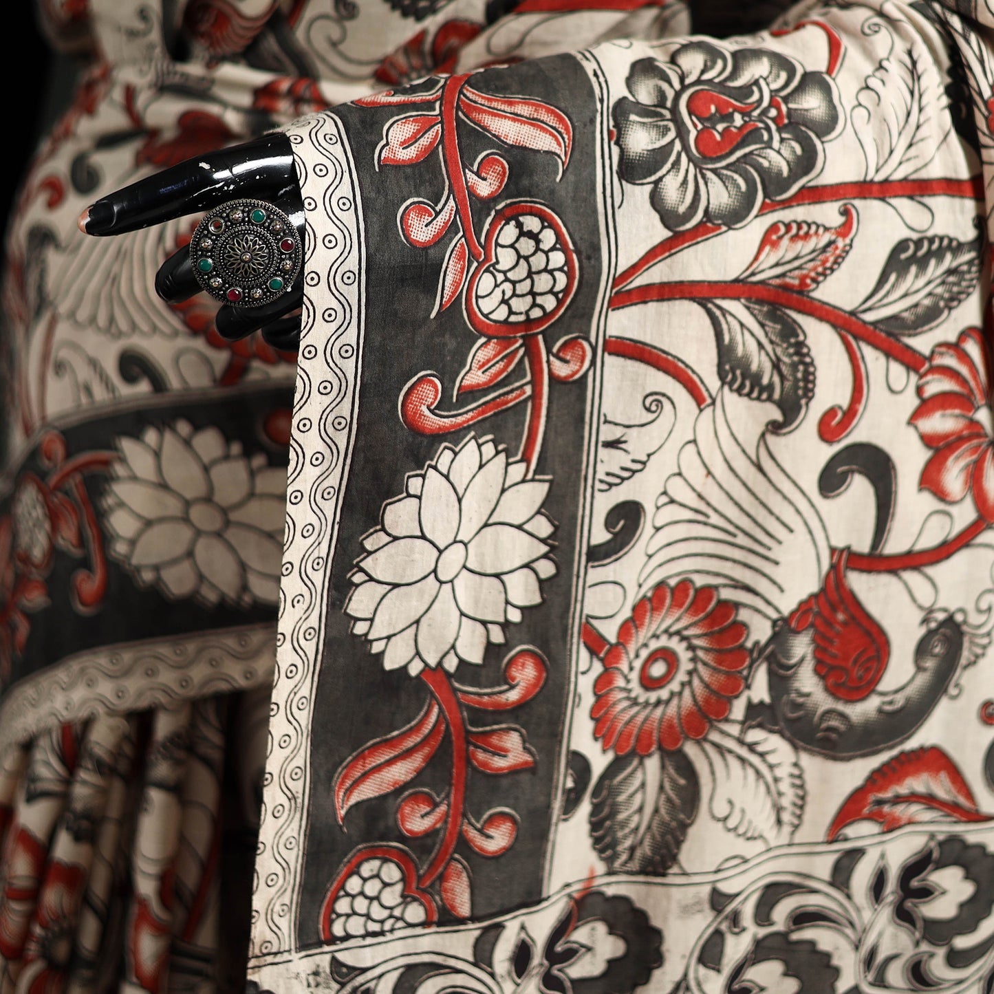 Cotton Saree in Kalamkari Print 12