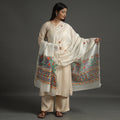 White - handloom chanderi silk handpainted madhubani