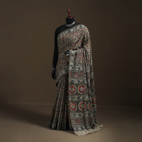 Pedana Hand Block Print Natural Dyed Cotton Kalamkari Saree 31